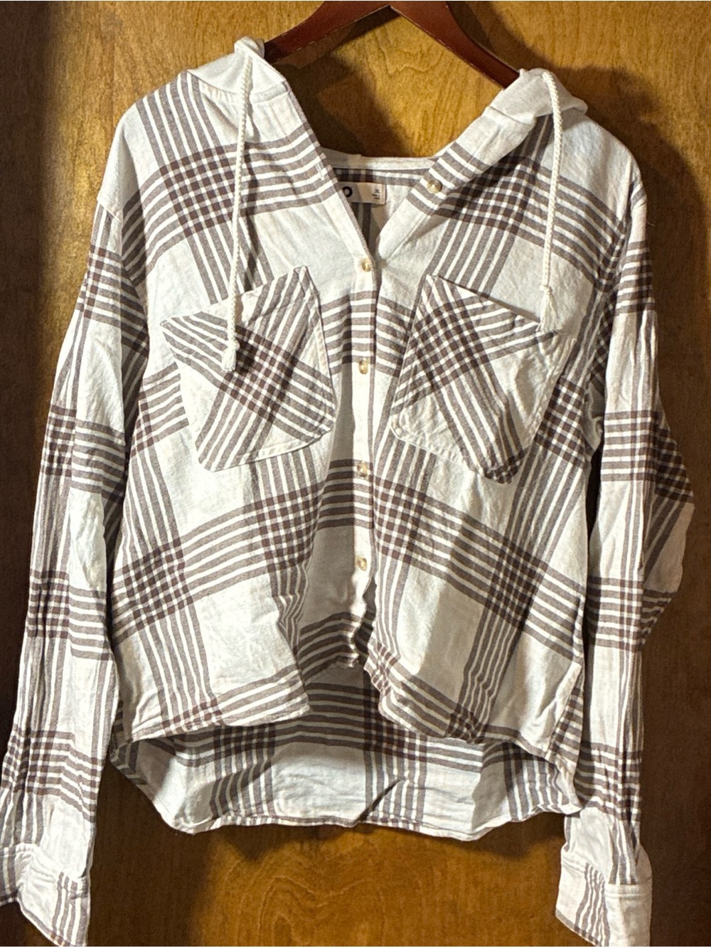 Cozy Hooded Drawstring Flannel Juniors Size Extra Large Fall Outdoor Gorpcore